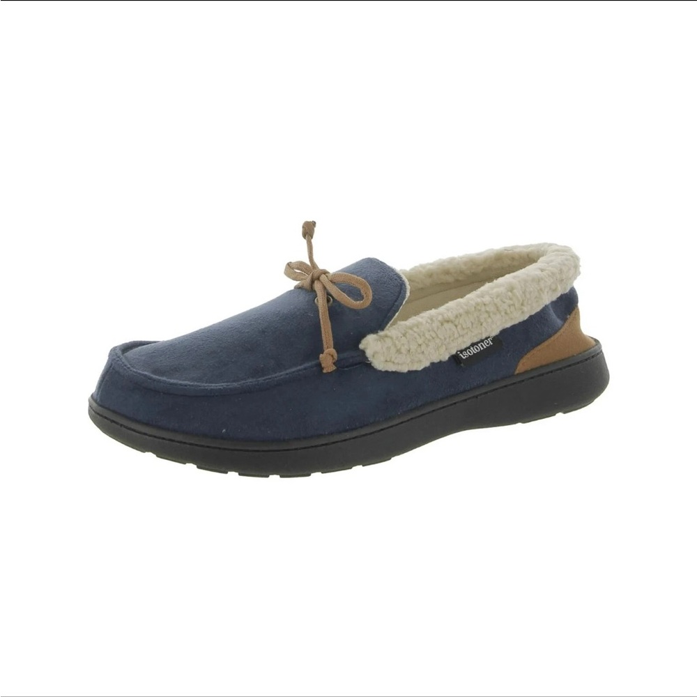 Isotoner Signature Men's Blue Slippers with Soft Cream Interior Size XXL 13-14